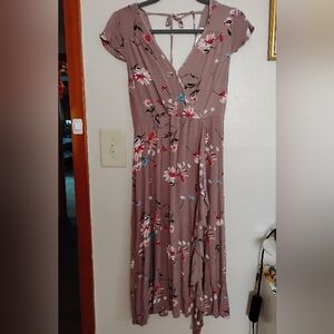 ❄️Floral V-Neck Maxi Wrap-sryle Dress(M)